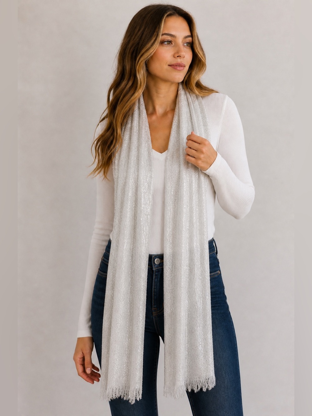✨ Joe Boxer Shimmer Scarf | Soft Sparkly Neutral Staple ✨🤍